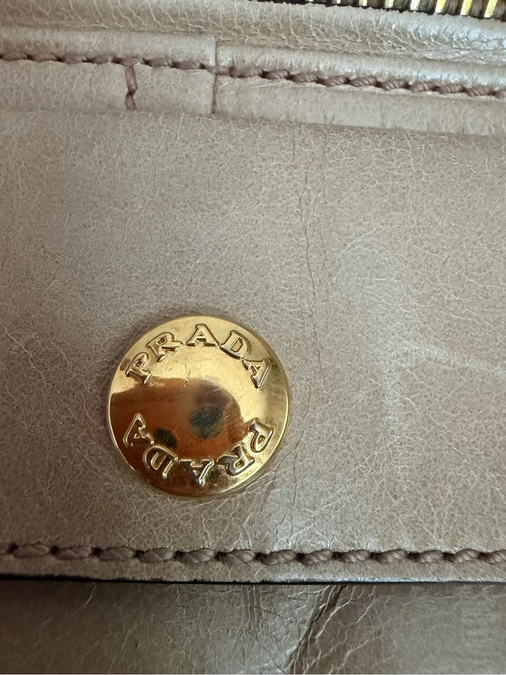 Prada Tan Leather Shoulder Bag with Gold Hardware - Picture 6 of 12